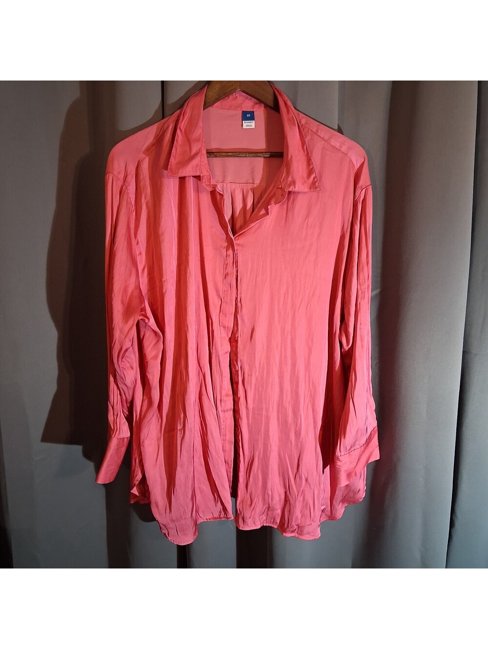 Old Navy Women's 2X Pink Button-Up Shirt